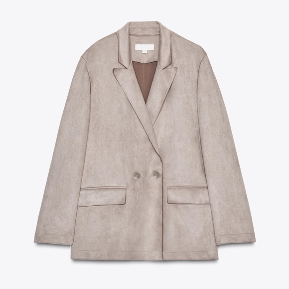 New Zara faux suede blazer in brown/taupe - XL - Picture 1 of 2